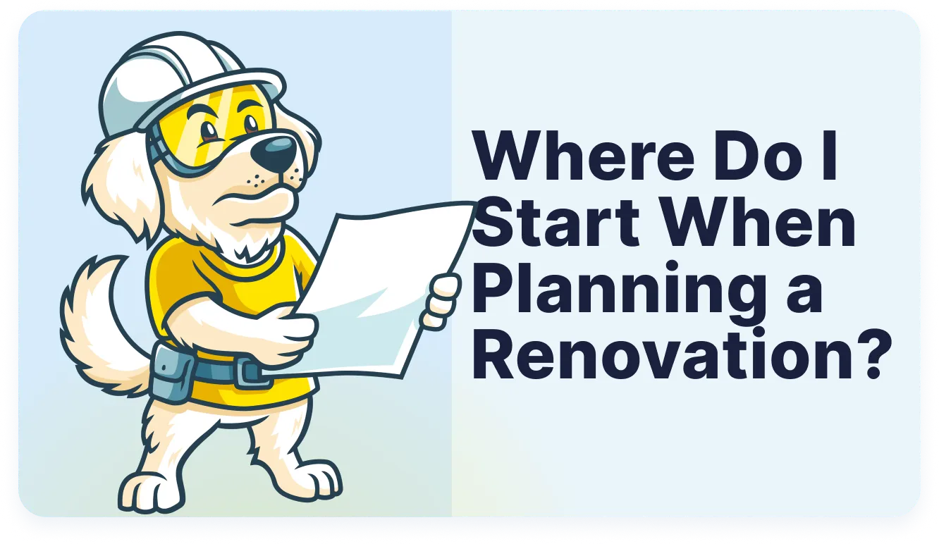 Company Mascot Reading a paper with plans