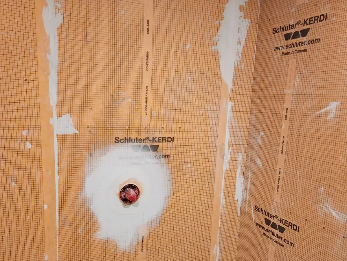 Renovation showing Schluter Waterproof System