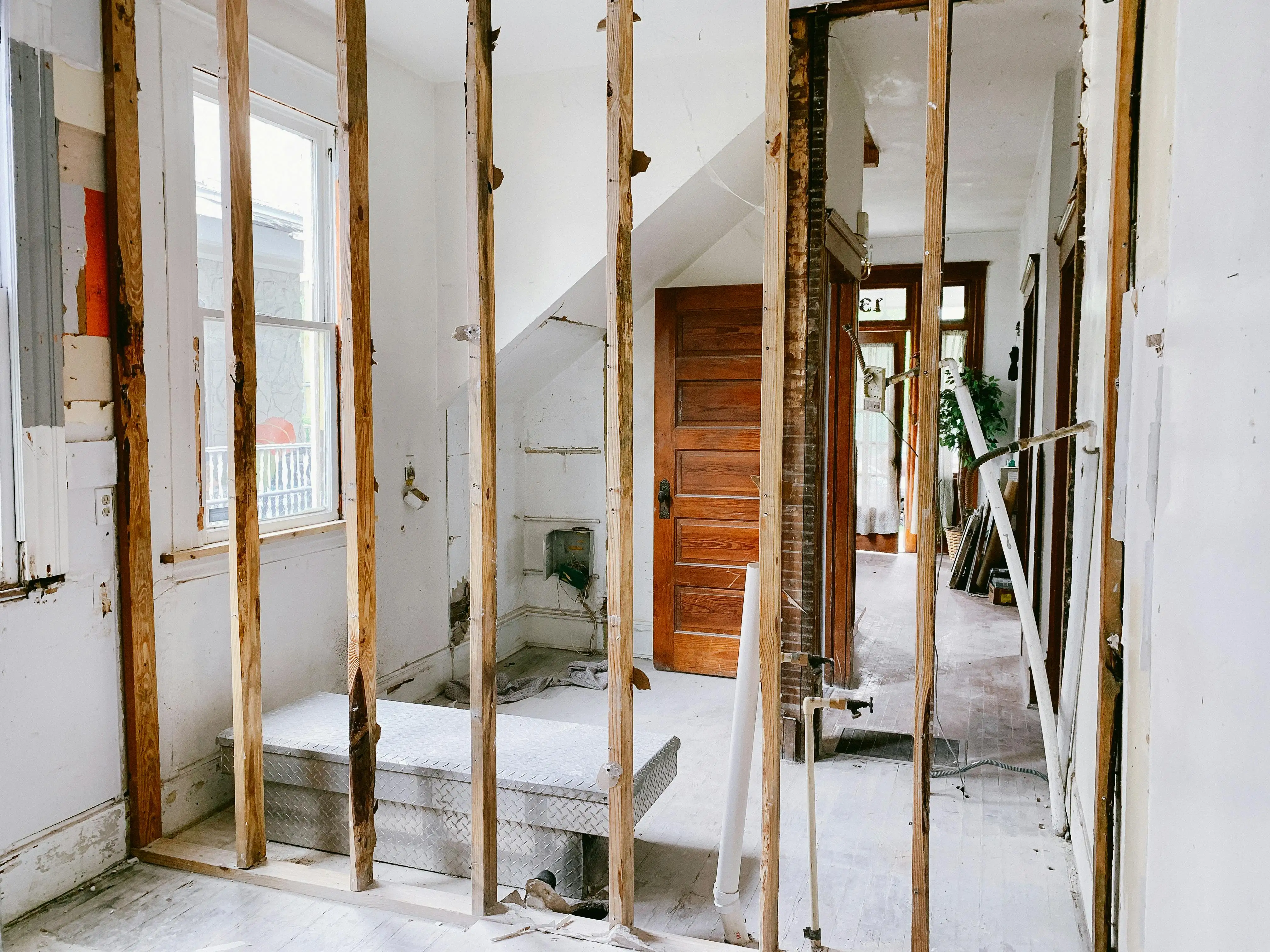 renovation showing wood frame of house