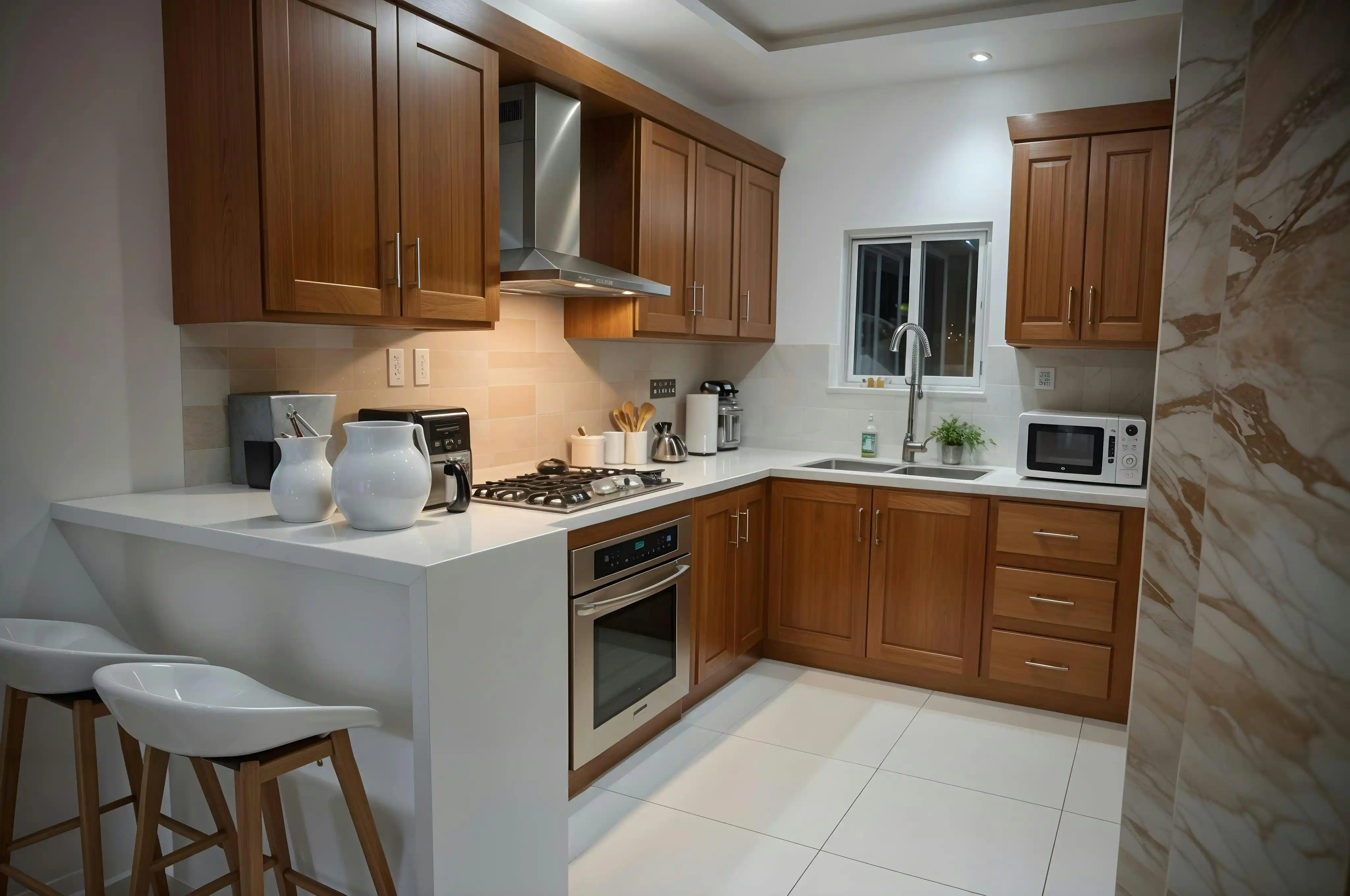 Kitchen with older style cabinets