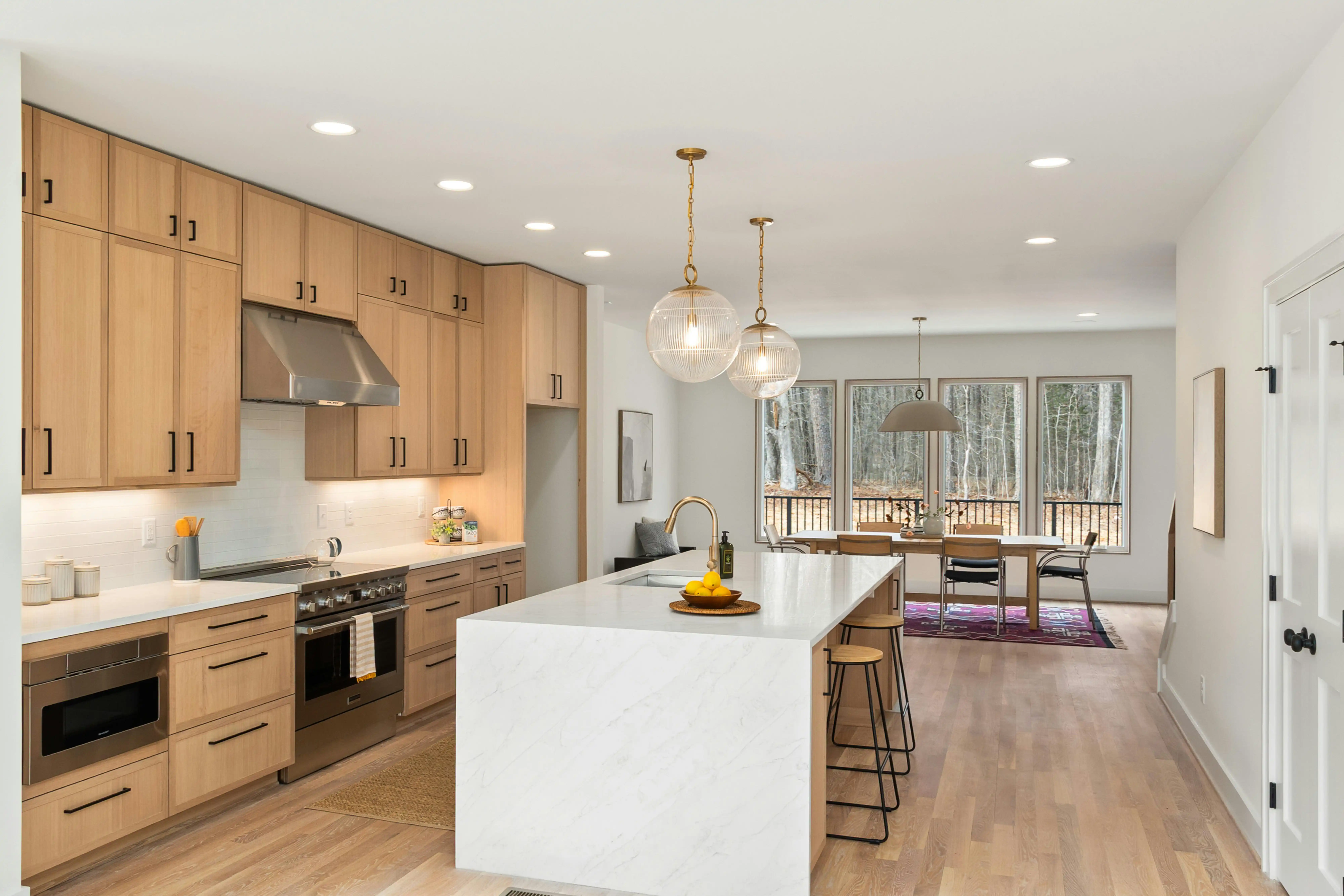 Waterfall quartz countertop kitchen island renovation White Rock BC
