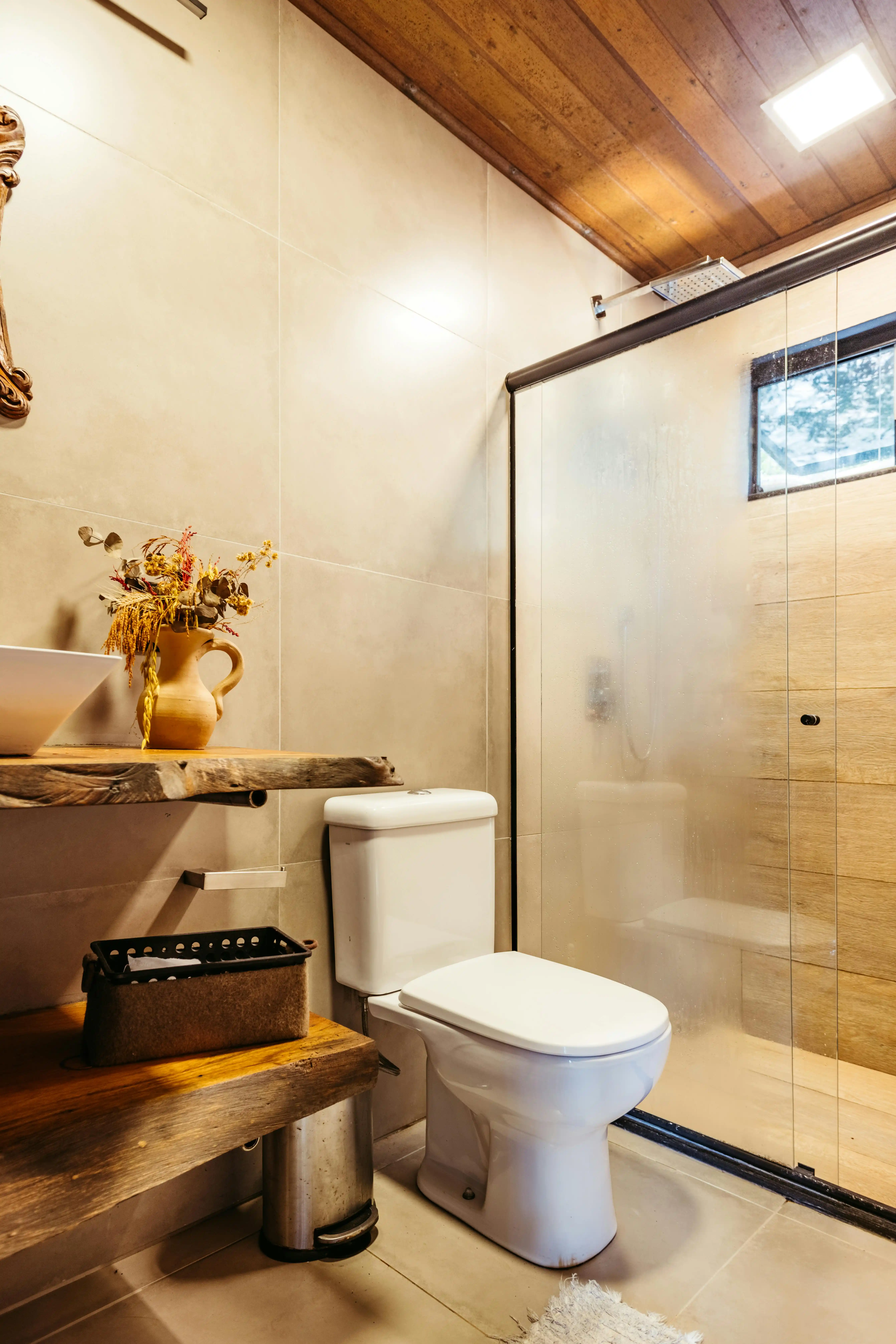 Warm, Natural Materials in bathroom Surrey White Rock BC
