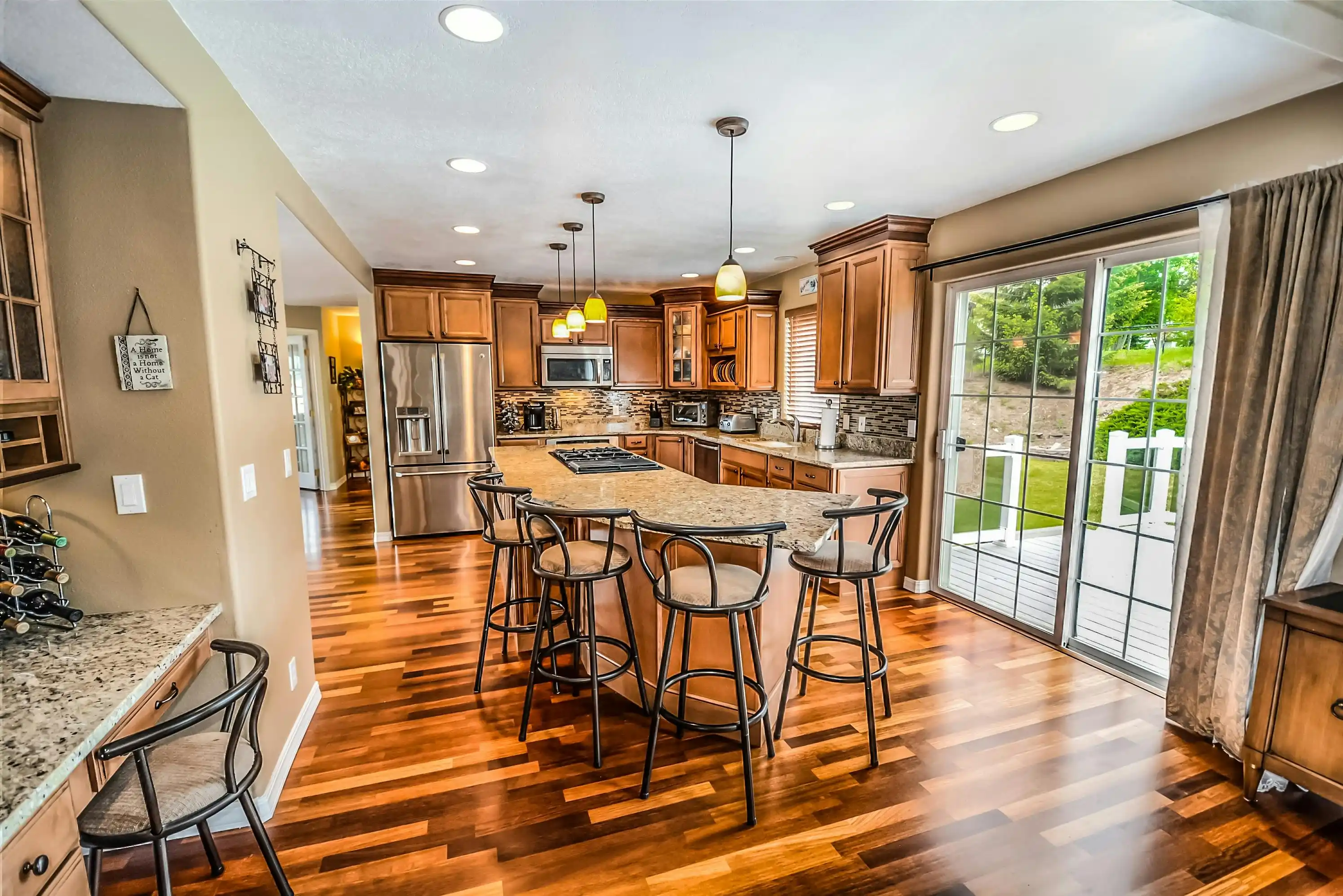 Engineered hardwood kitchen floor open concept renovation Surrey White Rock BC