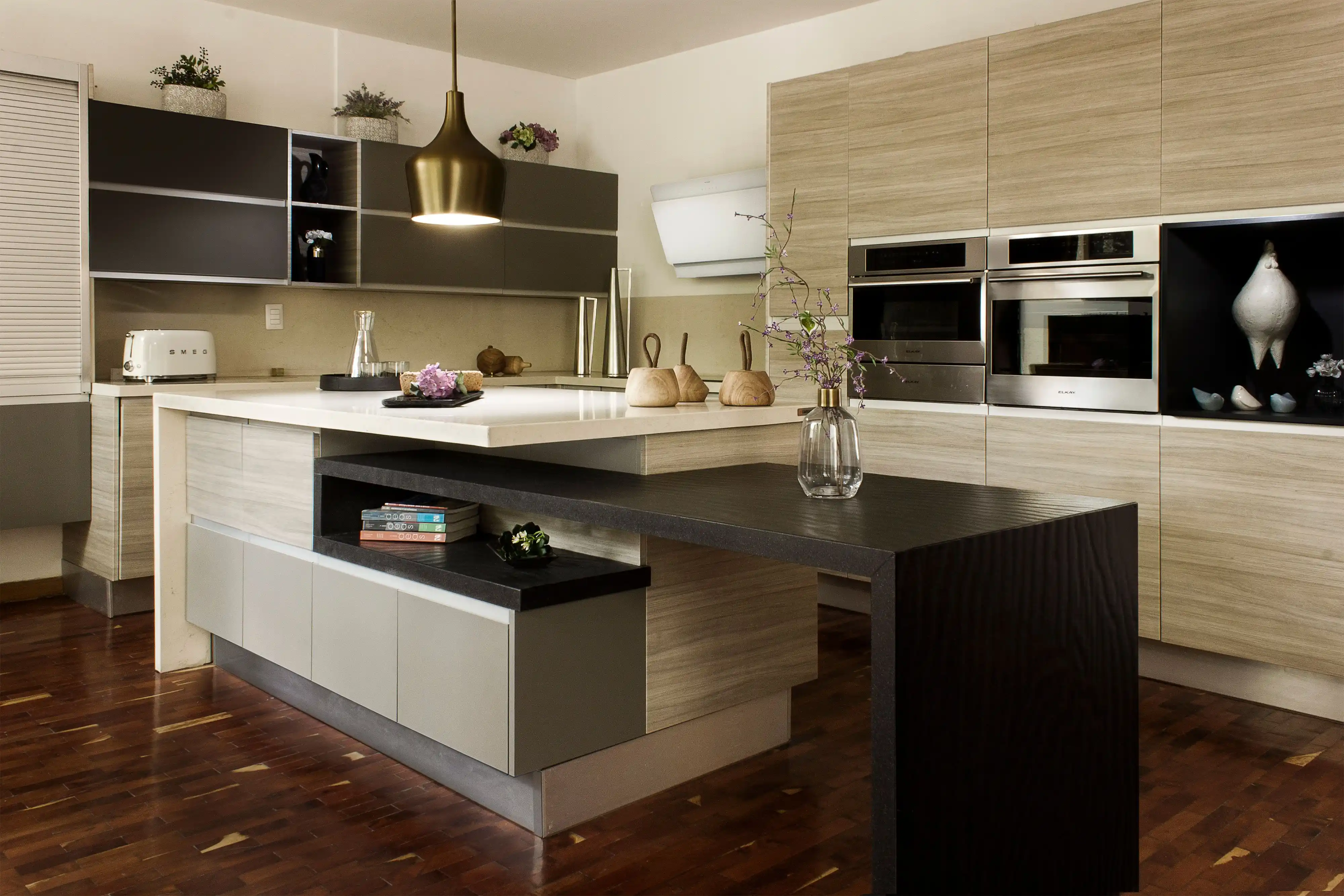 Kitchen island modern quartz countertop renovation Surrey White Rock BC