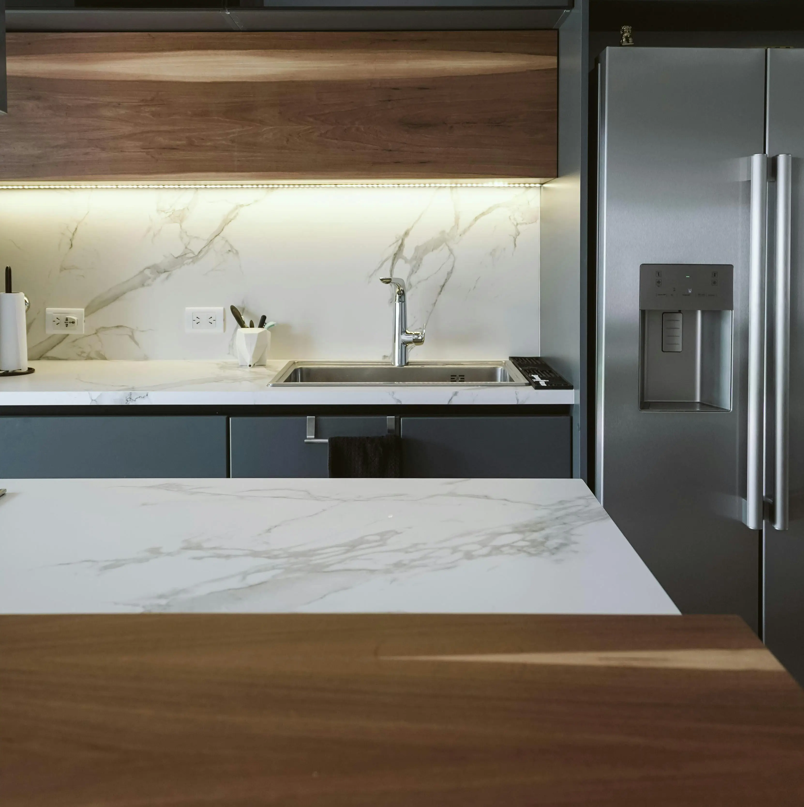 Under cabinet LED lighting kitchen countertop renovation Surrey White Rock BC