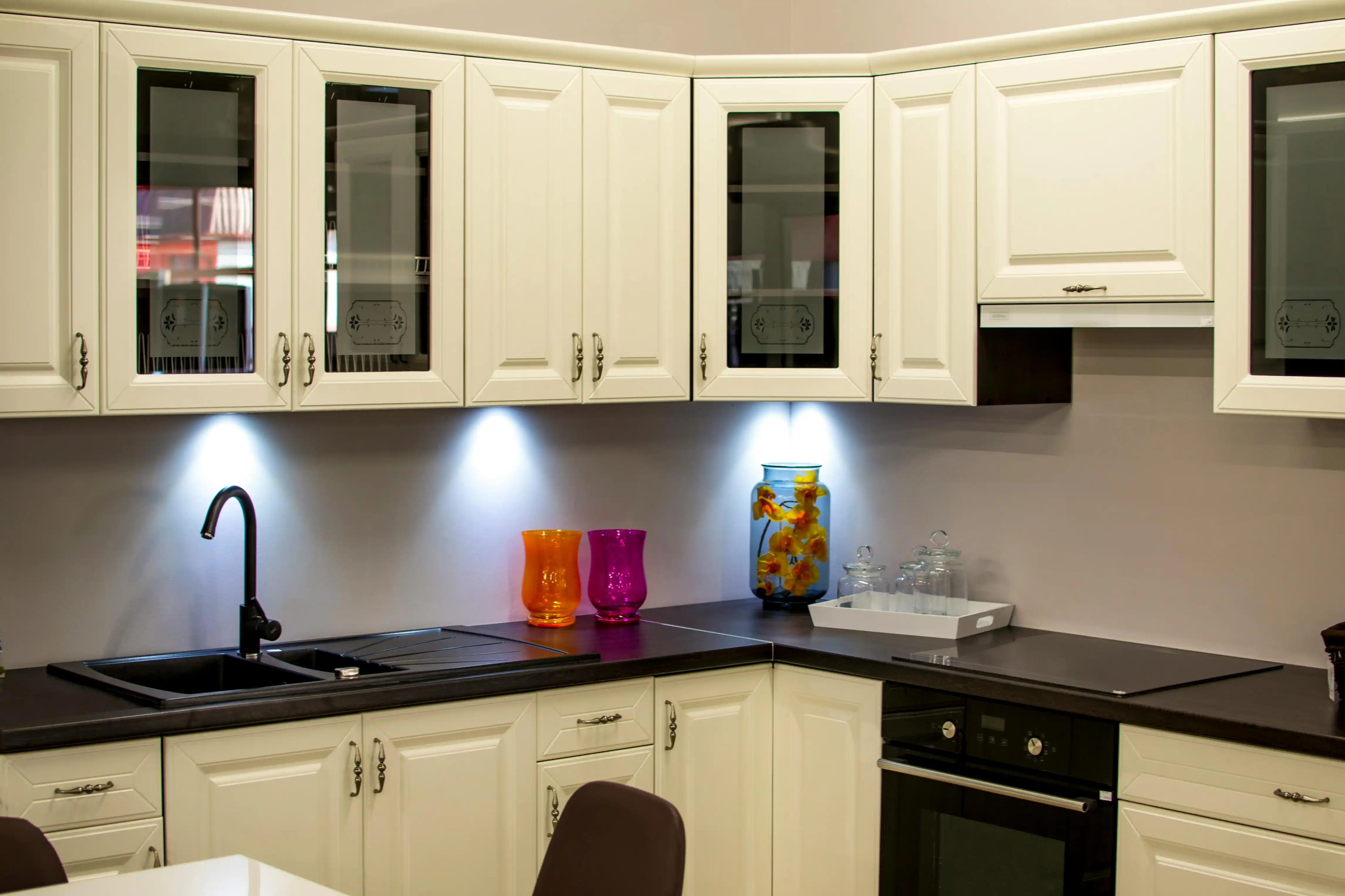 Kitchen backsplash tile under cabinet puck lighting renovation Surrey BC 2026