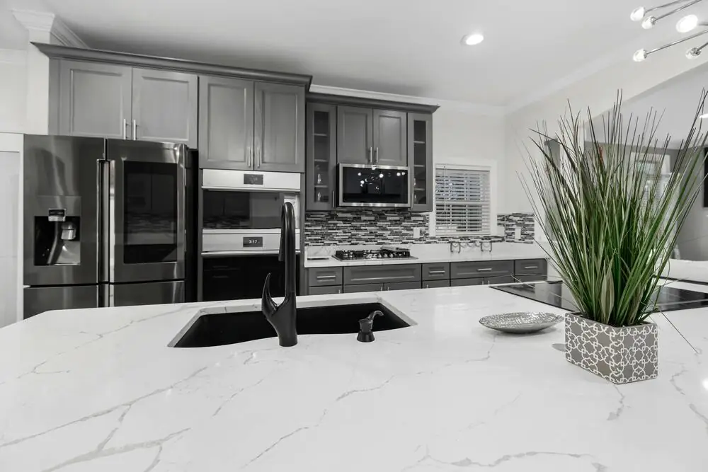 Undermount kitchen sink quartz countertop renovation Surrey White Rock BC