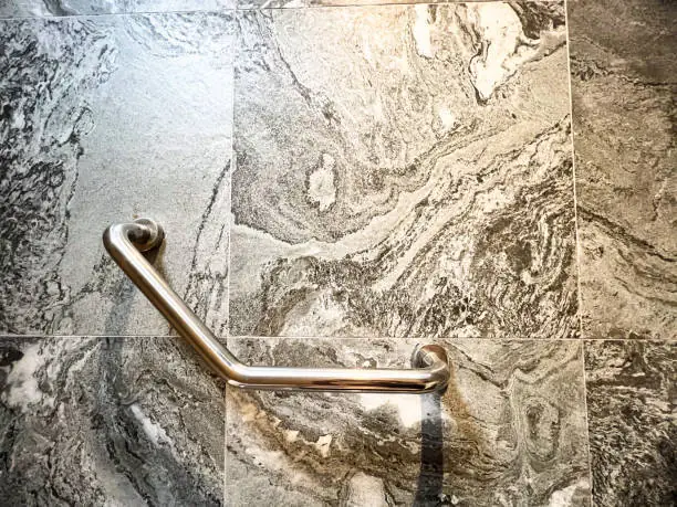 Accessible curbless shower grab bar modern design Surrey White Rock Langley BC