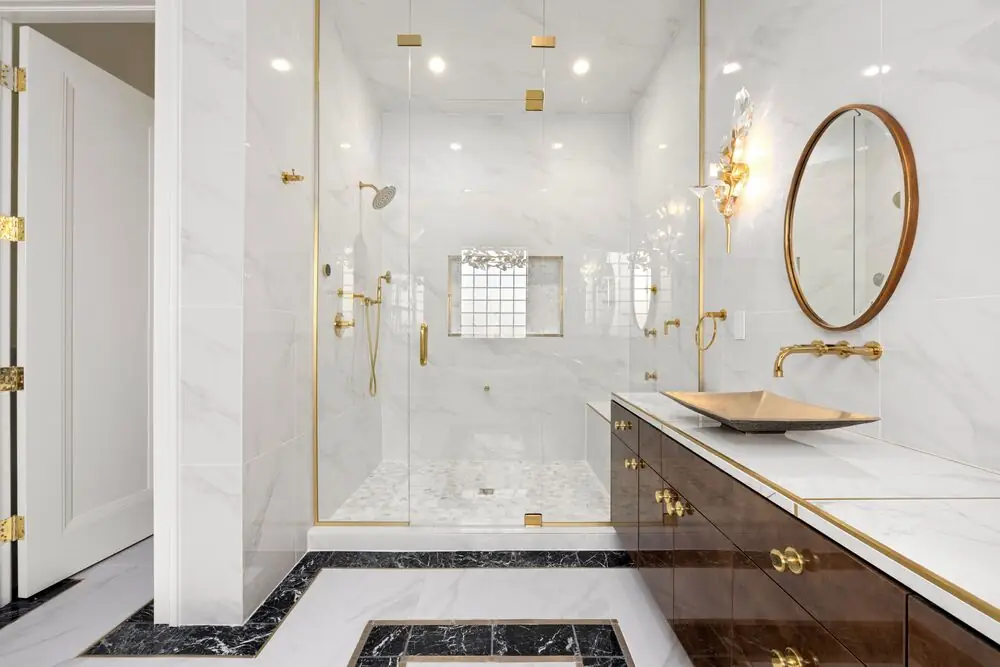 Shower tiled ceiling floor to ceiling luxury renovation Surrey White Rock BC