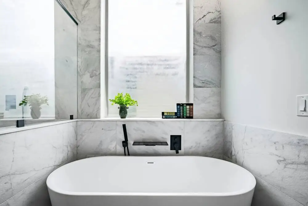 Freestanding soaker tub master ensuite renovation Surrey White Rock Langley BC