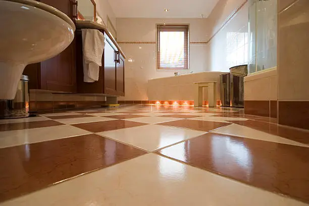 Checkerboard tile bathroom floor modern renovation Surrey White Rock Langley BC 2026