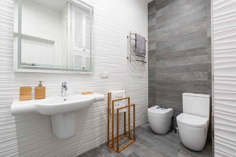 Fluted ribbed tile bathroom feature wall renovation Surrey White Rock Langley BC 2026