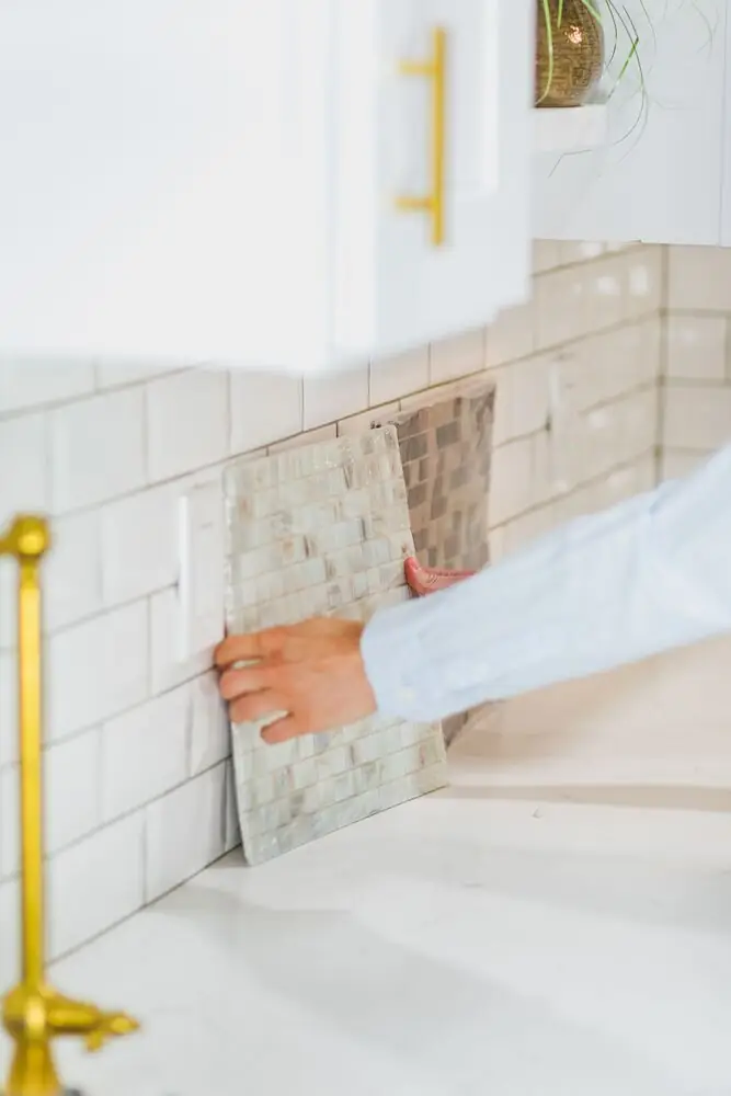 Kitchen backsplash range wall feature tile renovation Surrey White Rock Langley BC