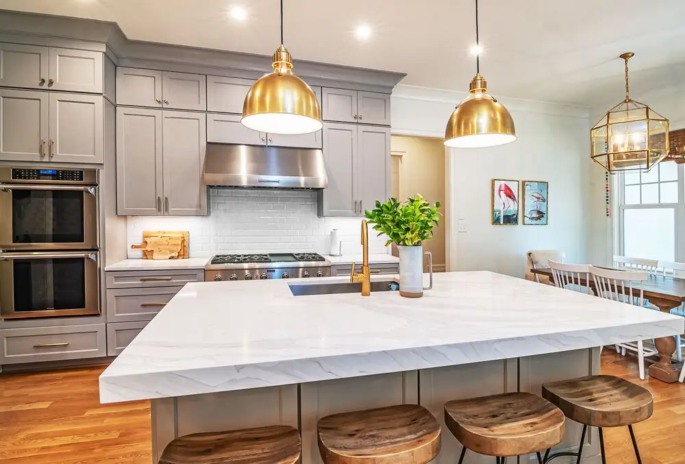 Kitchen island pendant lights brushed brass modern Surrey White Rock Langley BC 2026