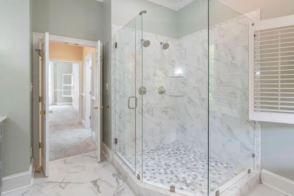 Frameless shower glass enclosure modern bathroom Surrey White Rock Langley BC 2026