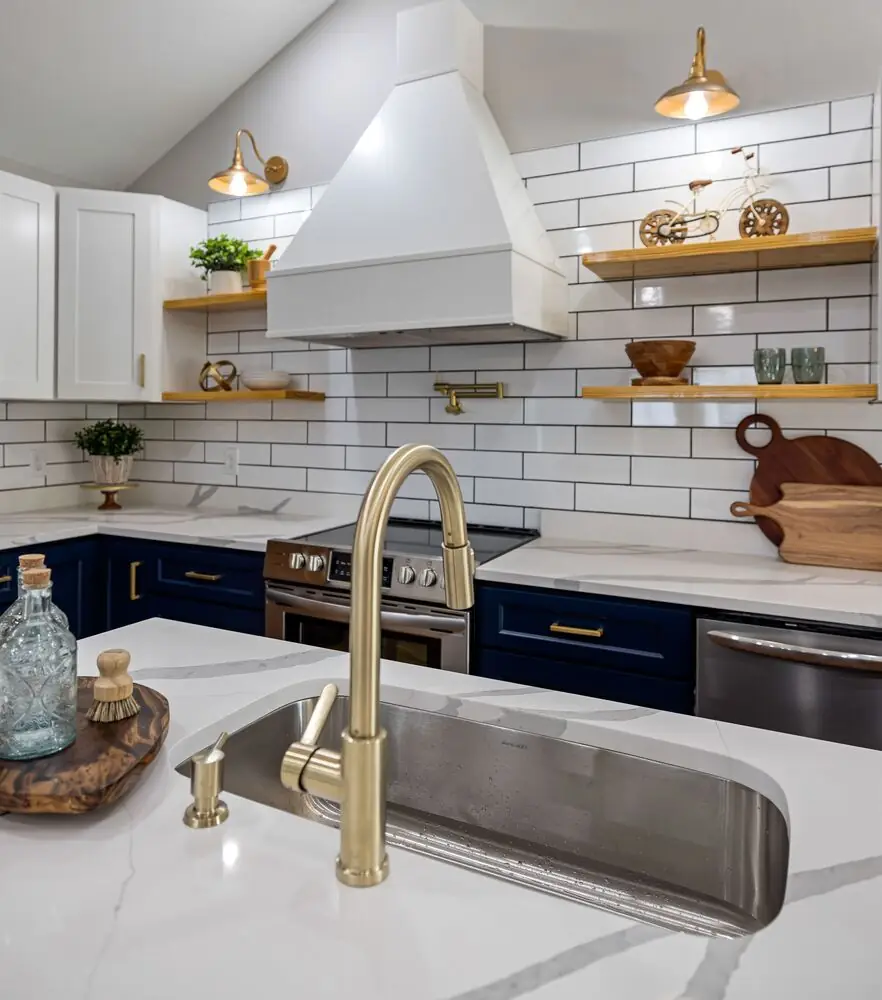 Kitchen cabinet brushed brass pulls modern renovation Surrey White Rock Langley BC 2026