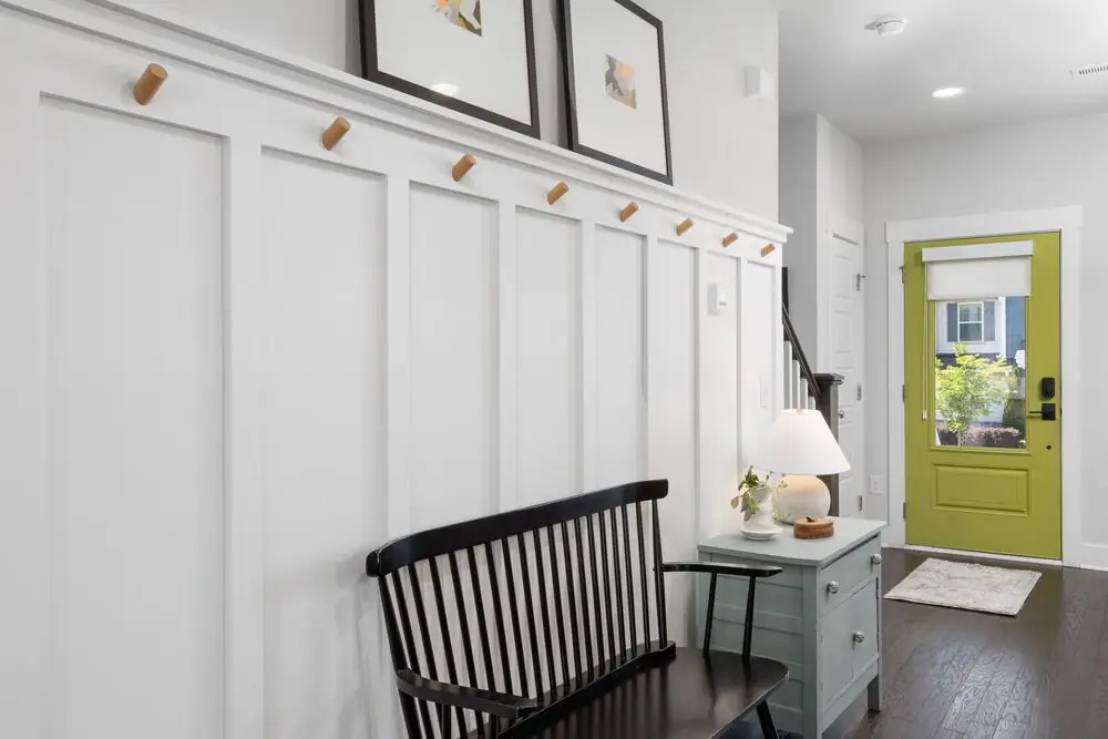 Mudroom pet entry zone tile bench hooks renovation Surrey White Rock Langley BC