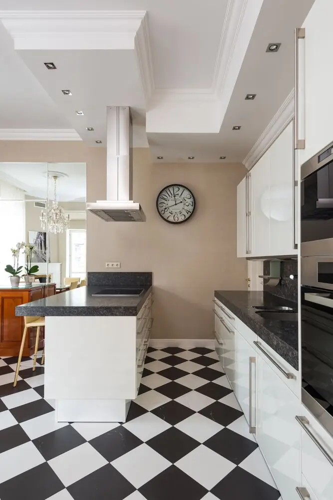 Galley kitchen open end dining area modern Surrey White Rock Langley BC