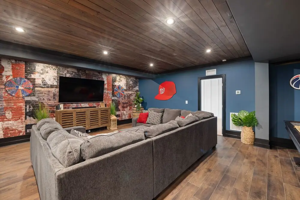 Finished basement family room winter Surrey White Rock Langley BC