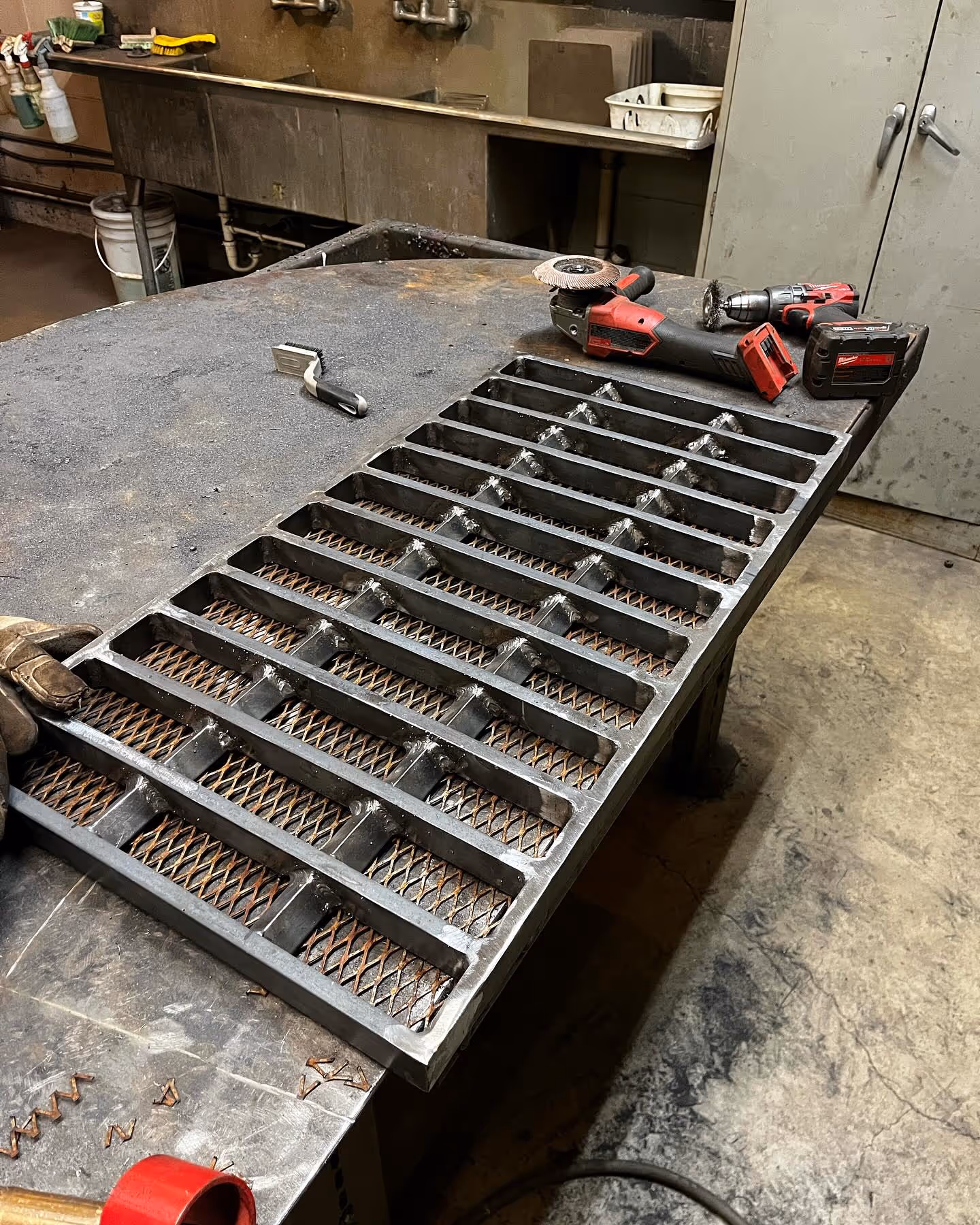 metal custom floor grate for garage or work 