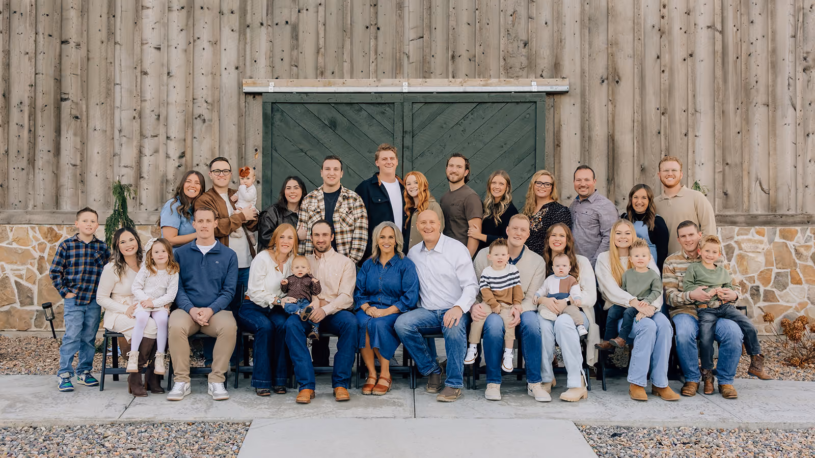 The family behind Utah Shed Mover and Apex Shed Company gathered together for a large family photo.
