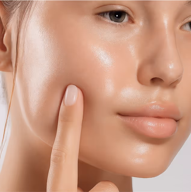 Close-up of a woman’s face showcasing glowing skin, highlighting personalized beauty and wellness treatments in Twickenham.