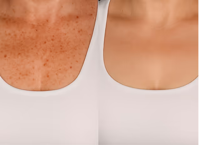 Before and after skin treatment showcasing improved skin clarity and texture at Natural Beauty by Helen in Twickenham, London.