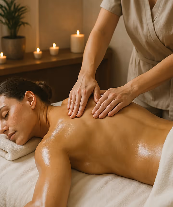 Relaxing massage treatment at Natural Beauty by Helen, an independent clinic in Twickenham, London, for wellness and beauty.
