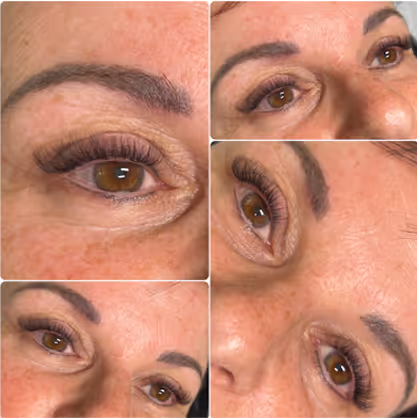 Close-up of beautifully enhanced eyes showcasing lash treatments at Natural Beauty by Helen, Twickenham's premier beauty clinic.
