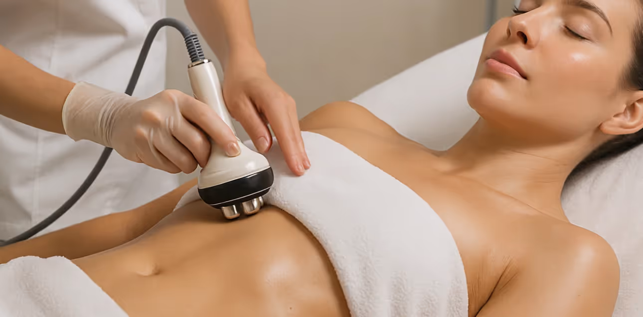 A beauty treatment session at Natural Beauty by Helen in Twickenham, focusing on holistic body sculpting techniques.