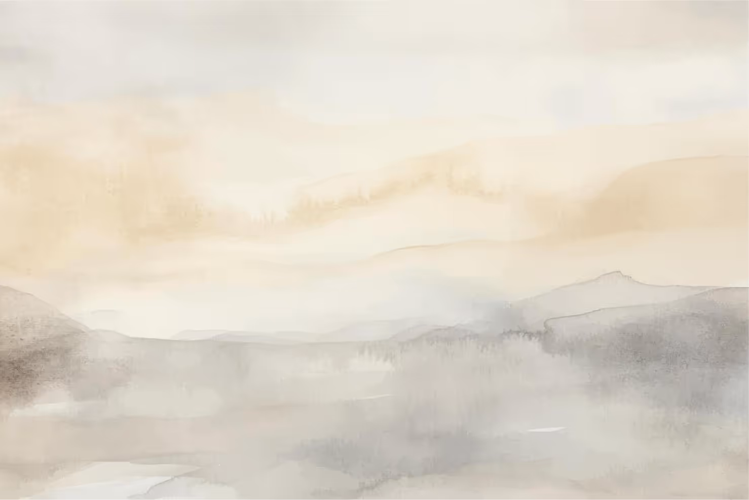 Soft watercolor landscape embodying tranquility, ideal backdrop for Natural Beauty by Helen's wellness and beauty treatments.