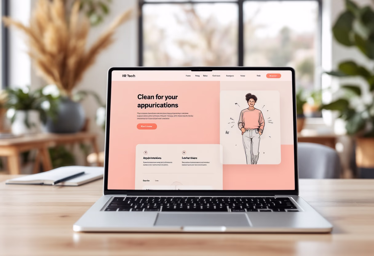 [interface] image of cloud-based solutions interface for hr tech on a laptop