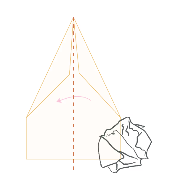 Image is of a partially folded paper plane with a hand drawn doodle of a crumpled piece of paper. This represents step 3 of our process - build and refine.