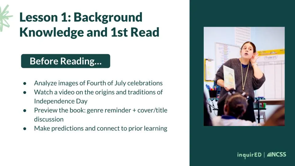 Storybooks in Social Studies: First Reading