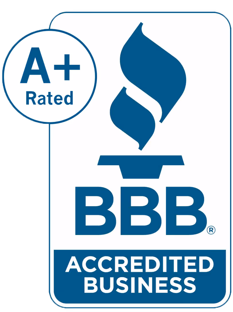 Better Business Bureau Accredited Business logo with A+ rating