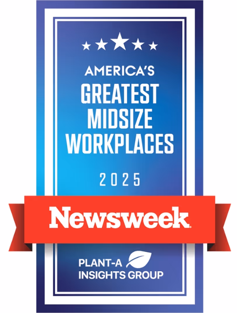 Newsweek badge recognizing America's Greatest Midsize Workplaces 2025 by Plant-A Insights Group