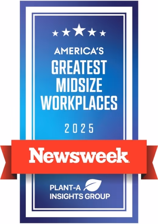 Newsweek 2025 badge recognizing ActionLife as one of America's Greatest Midsize Workplaces.