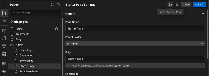 starter page