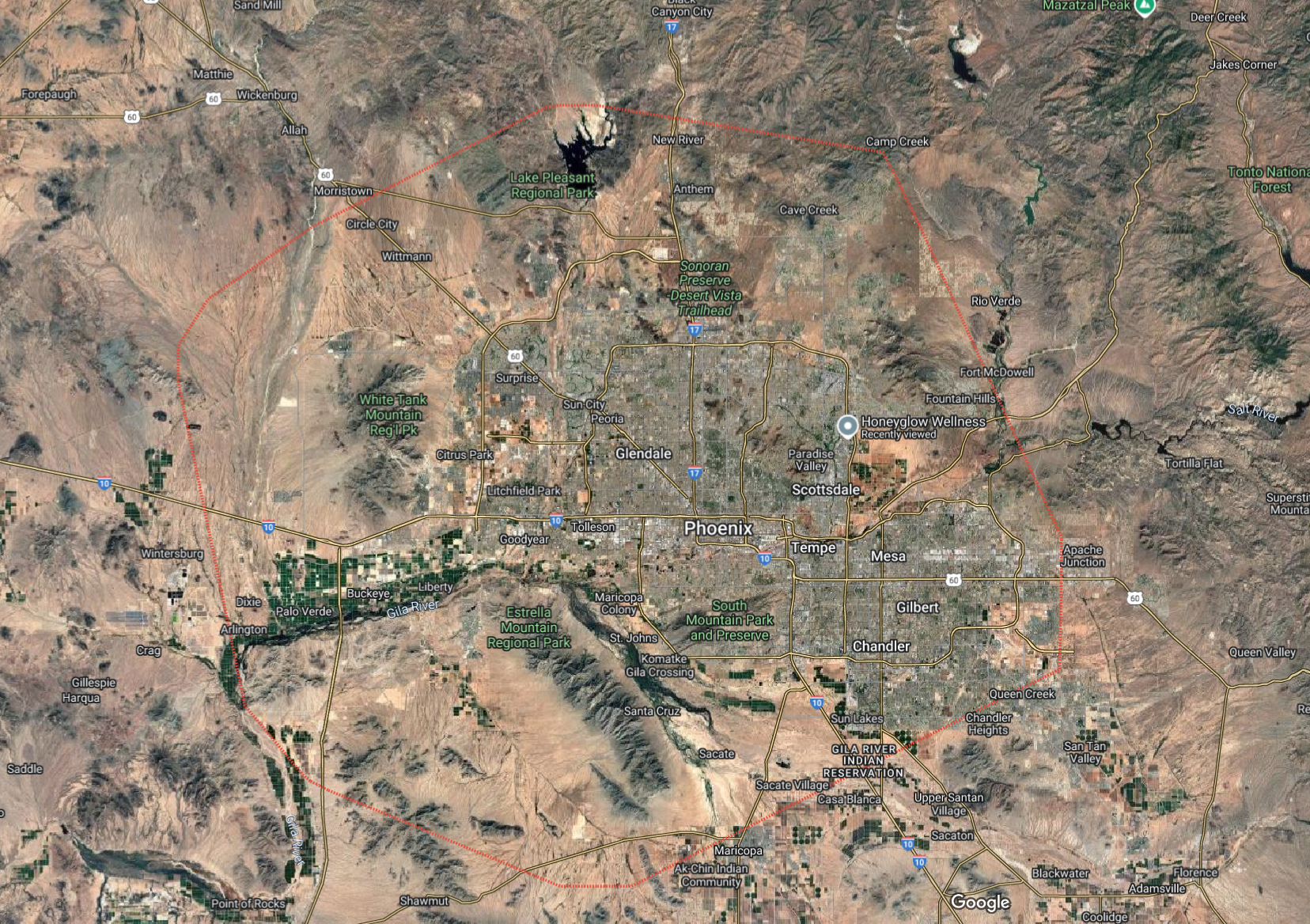 screenshot of google maps of phoenix az in 2025