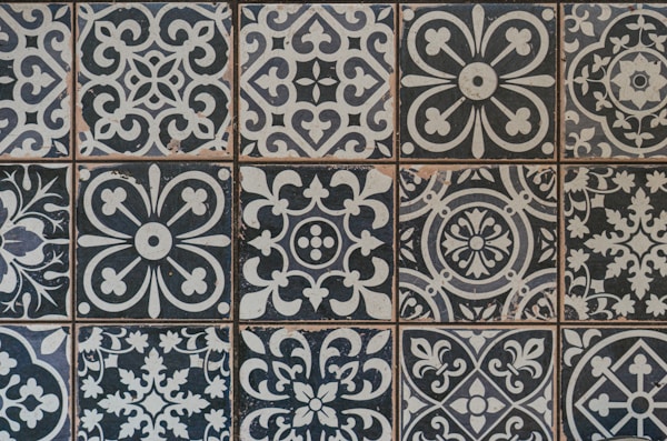 Cement tile floor in the by LIMA cafe in Haarlem, Netherlands