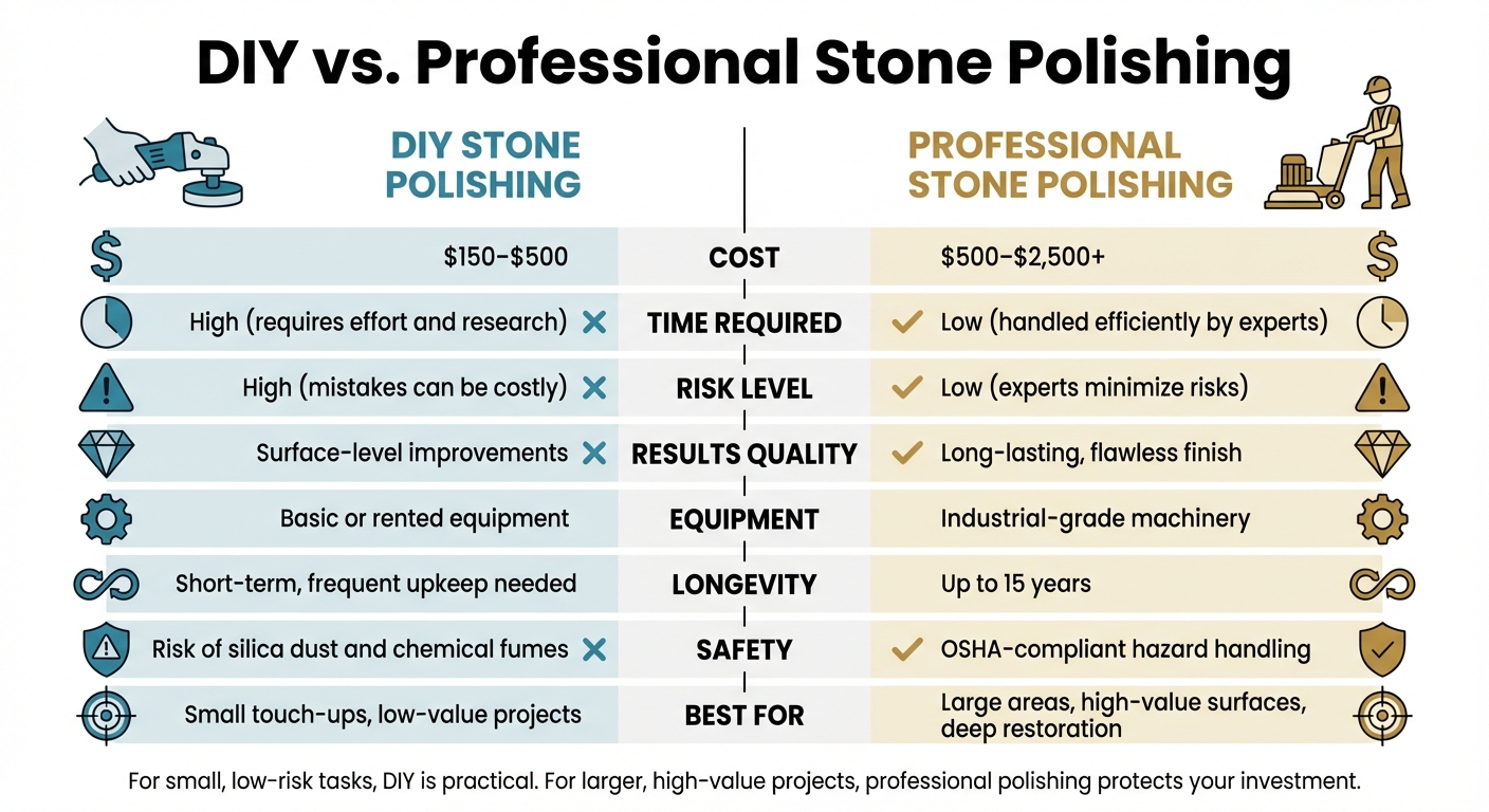 DIY vs Professional Stone Polishing Comparison Chart