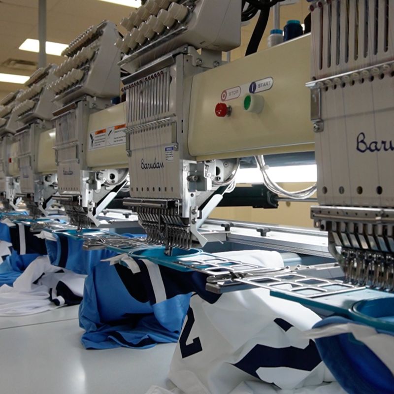 embroidery machines working on jerseys