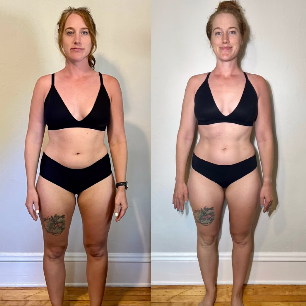 Before and after photo of woman