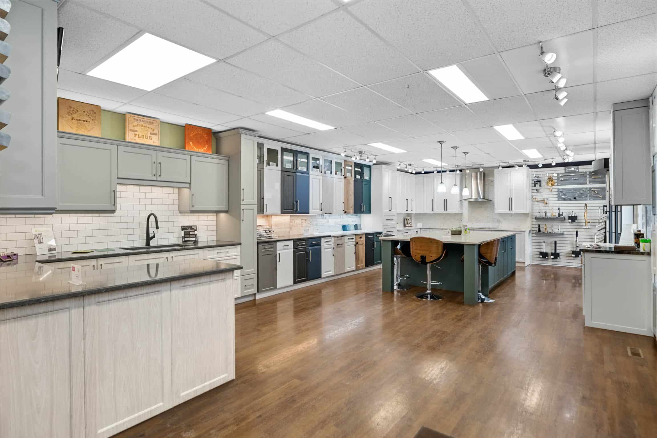 Demo room of kitchen cabinets