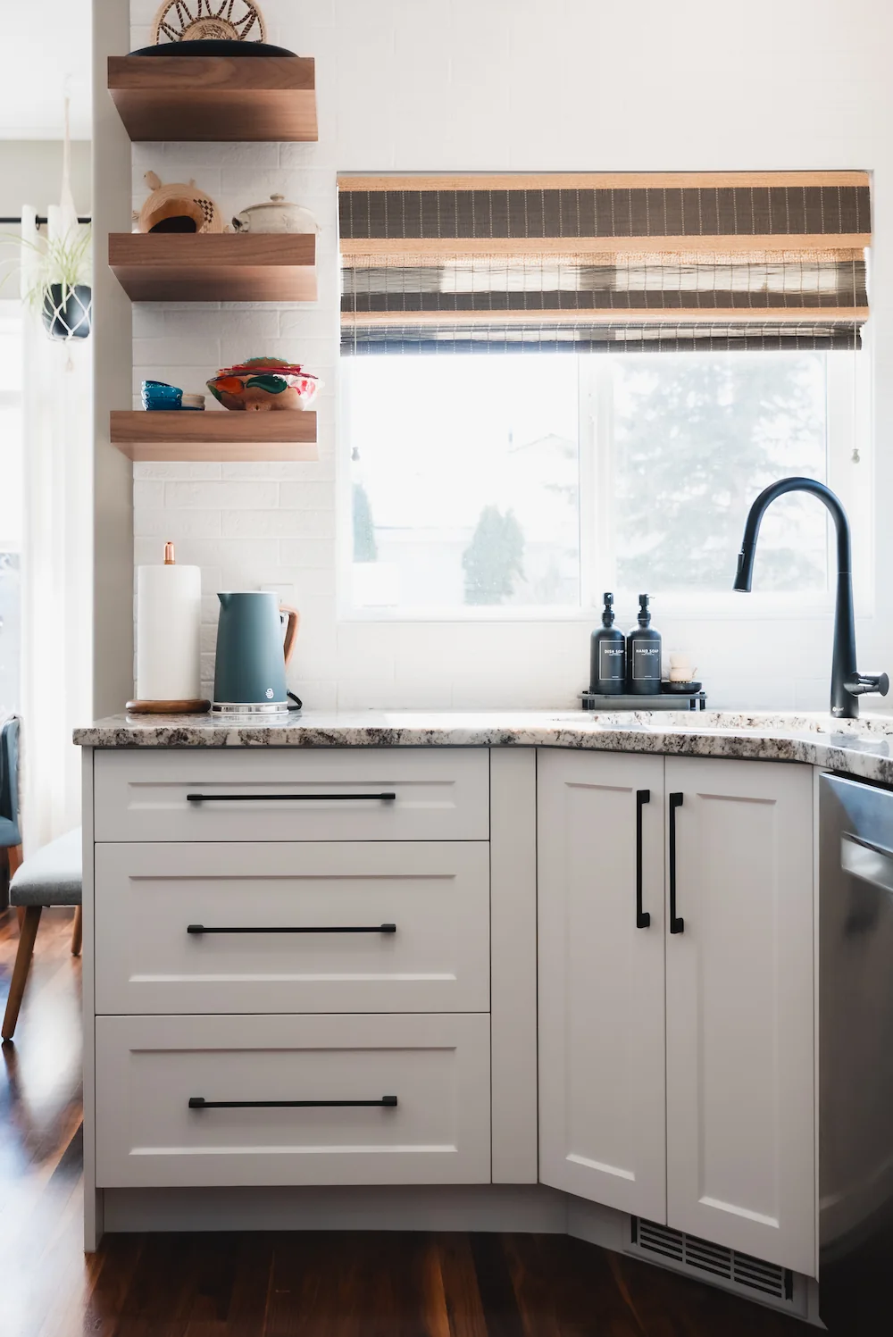 White coloured kitchen cabinets