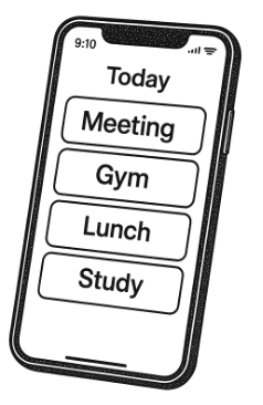 image of iphone with a daily schedule on it