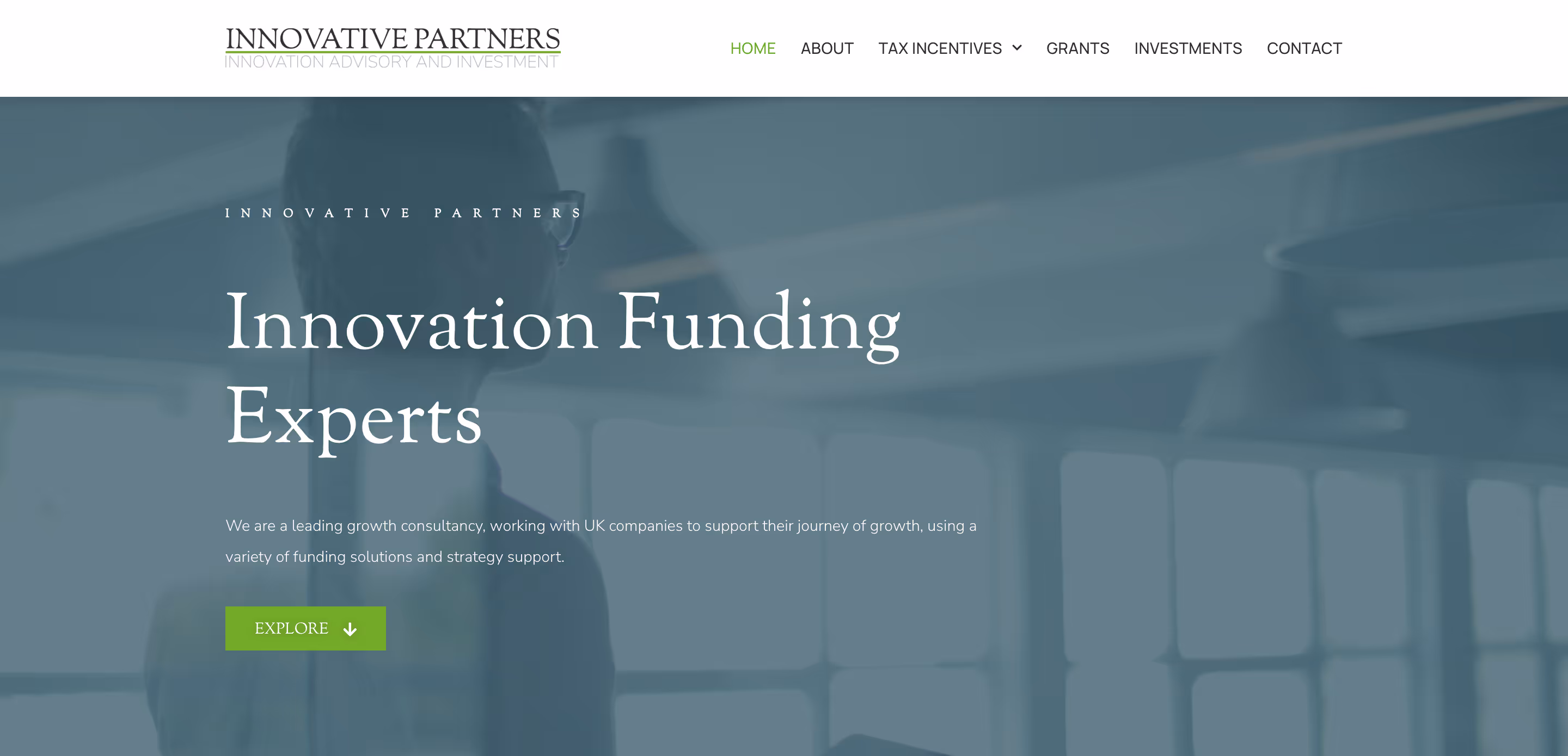 Home page of Innovative Partners website