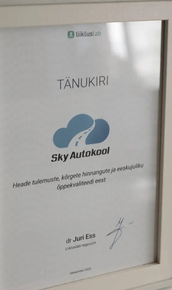 Autokooli tänukiri