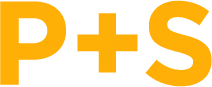 Yellow letters P, plus sign, and S on a white background.