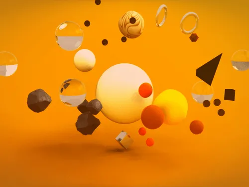 3D shapes floating representing the designs that could come from the design awards